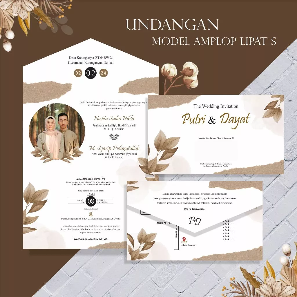Undangan model amplop lipat 